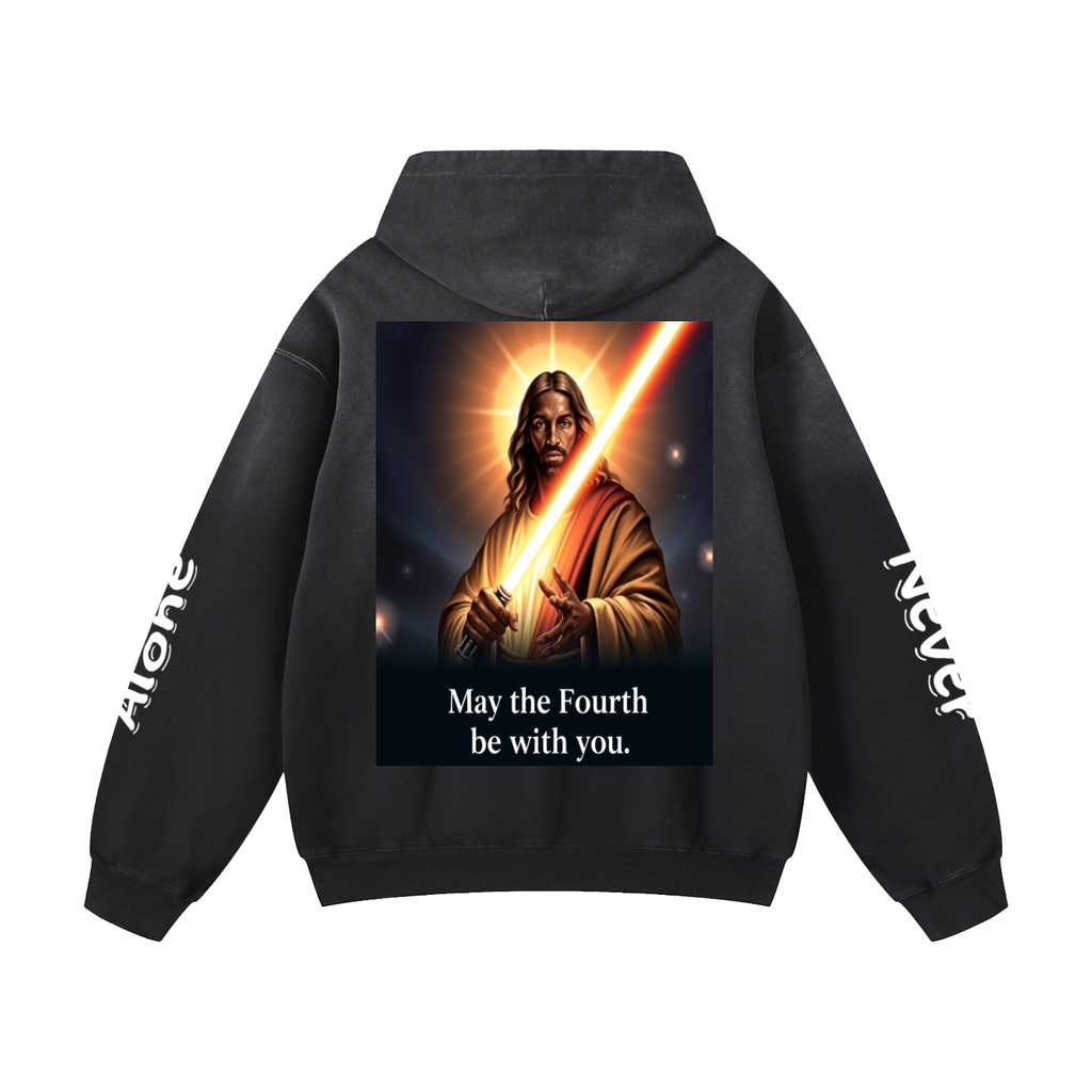 Sunfade Oversized Hoodie: Never Alone White