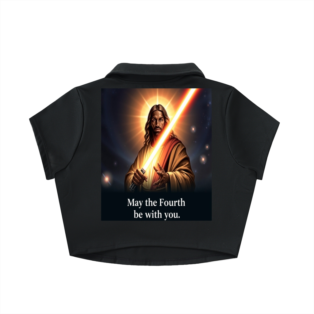 Never Alone Dark Lapel Crop Top