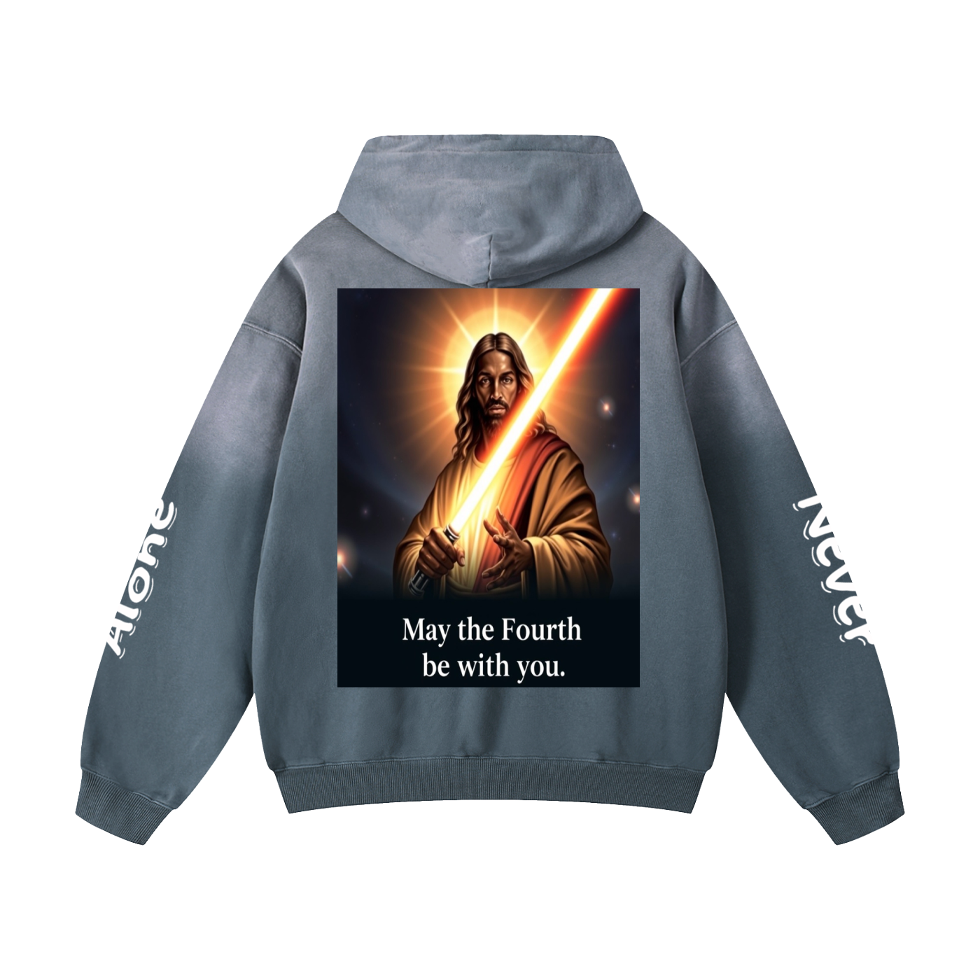 Sunfade Oversized Hoodie: Never Alone White