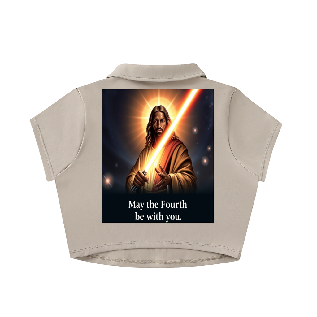 Never Alone Dark Lapel Crop Top
