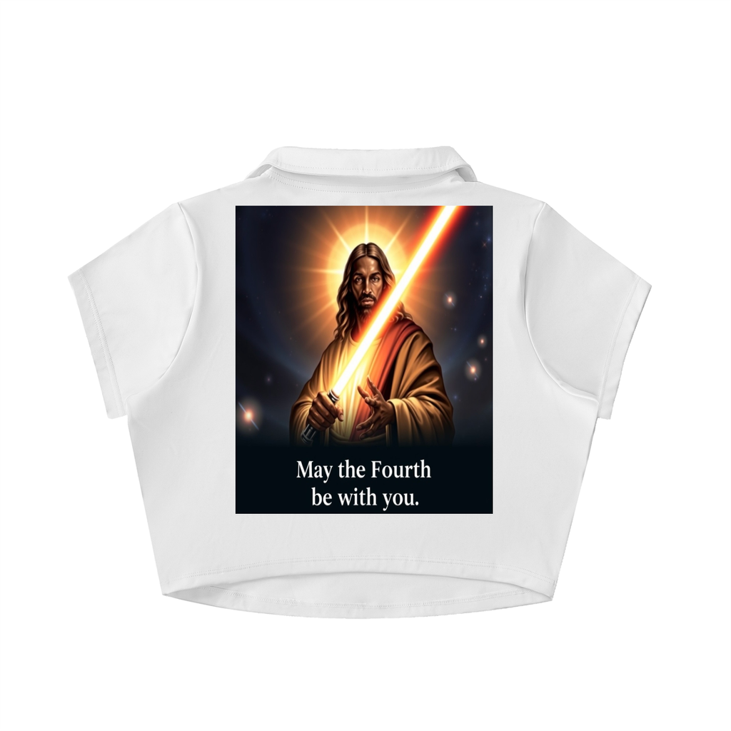 Never Alone Light Lapel Crop Top