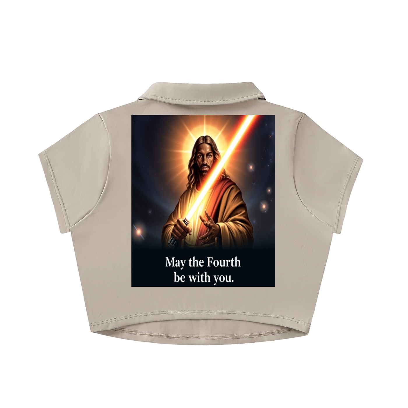 Never Alone Light Lapel Crop Top