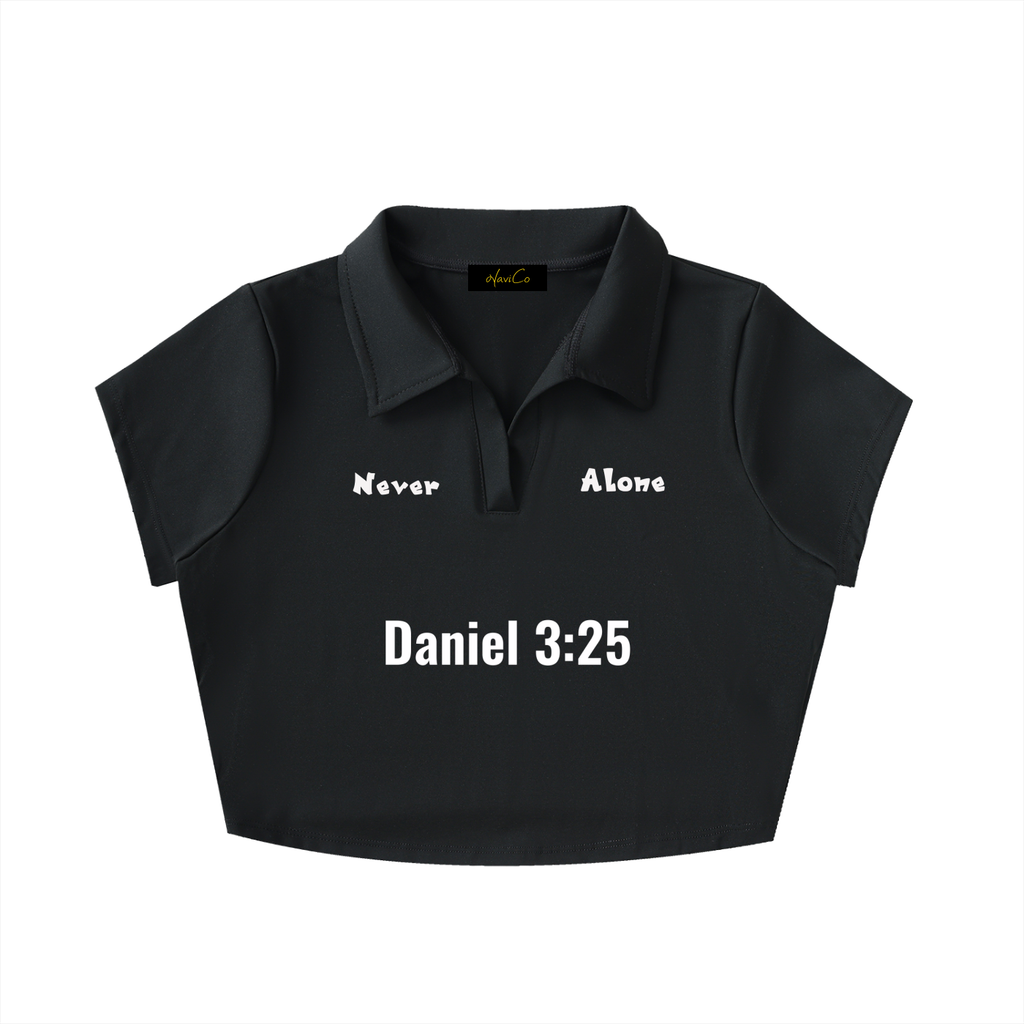 Never Alone Dark Lapel Crop Top
