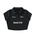 Never Alone Dark Lapel Crop Top